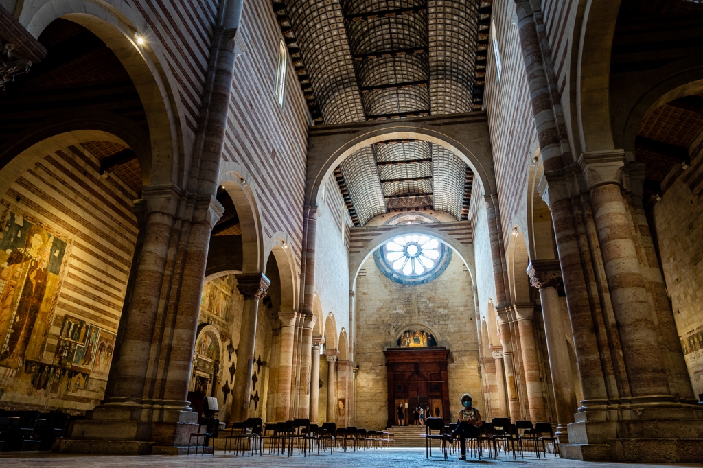 Wooden ceiling in the Basilica San Zeno Verona, Italy