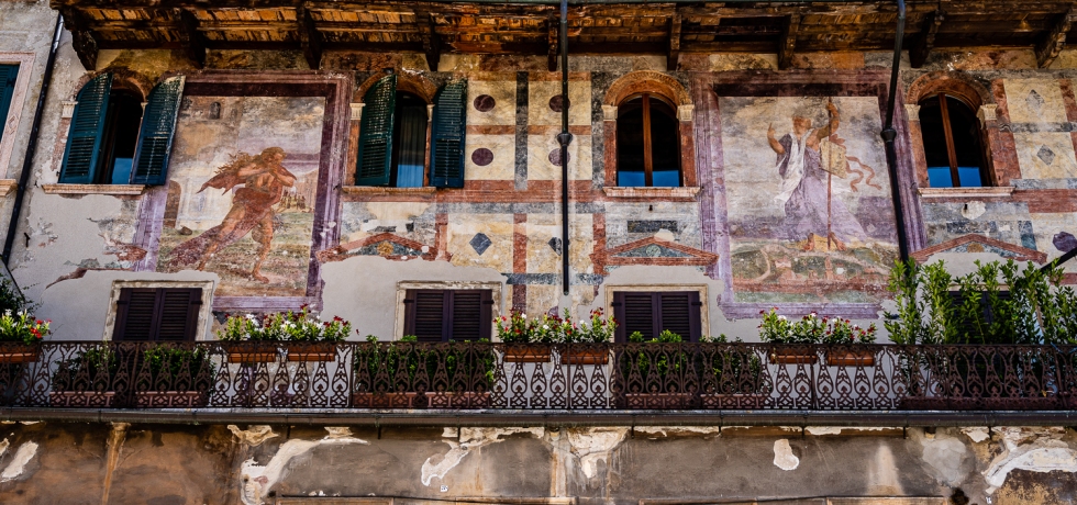 Frescos of Piazza Erbe Verona, Italy